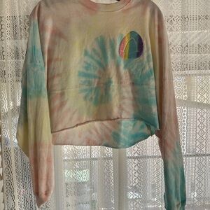 Aulani Colorful Tie-Dye Cropped Sweatshirt